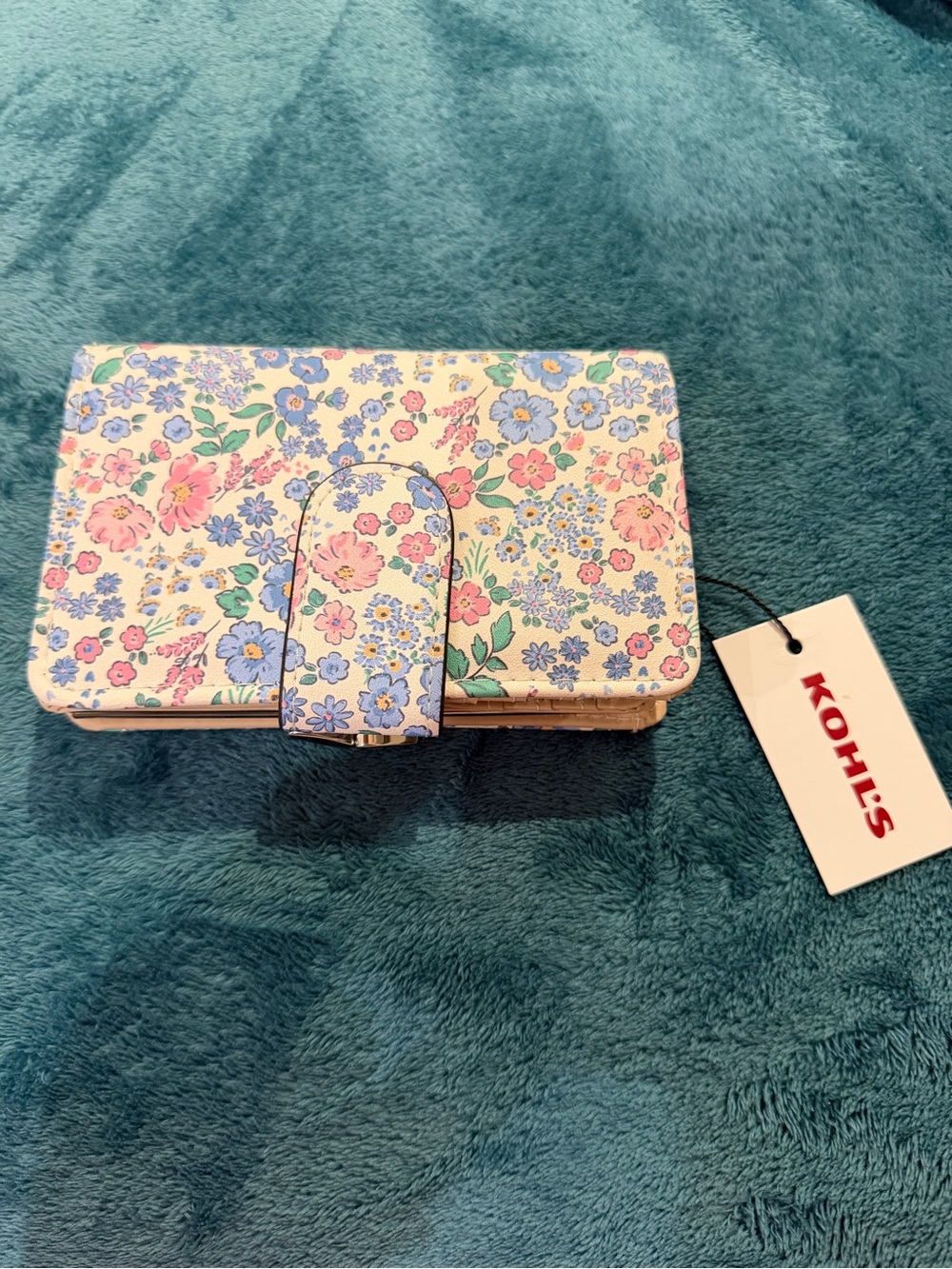 Kohl's Floral wallet in Blue & Pink